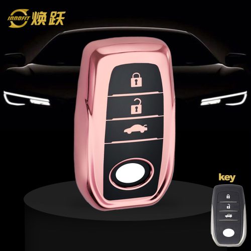 TOC1T1-Black Glue Style-Rose Gold Plating- Car Key Cover For Toyota