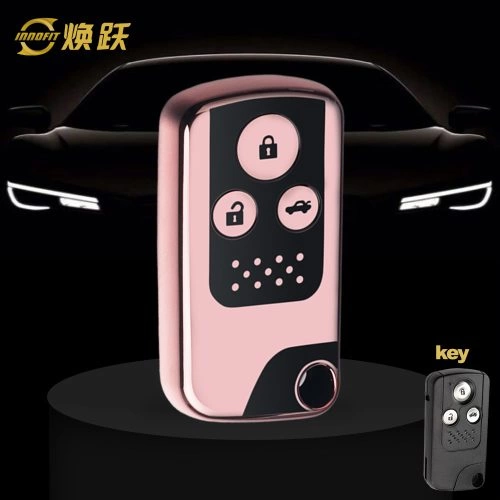 HOD1T1-Black Glue Style-Rose Gold Plating- Car Key Cover For Honda