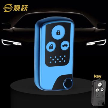 HOD1T1-Black Glue Style-Blue Plating- Car Key Cover For Honda