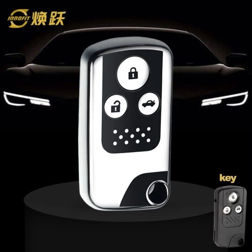 HOD1T1-Black Glue Style-Silver Plating- Car Key Cover For Honda