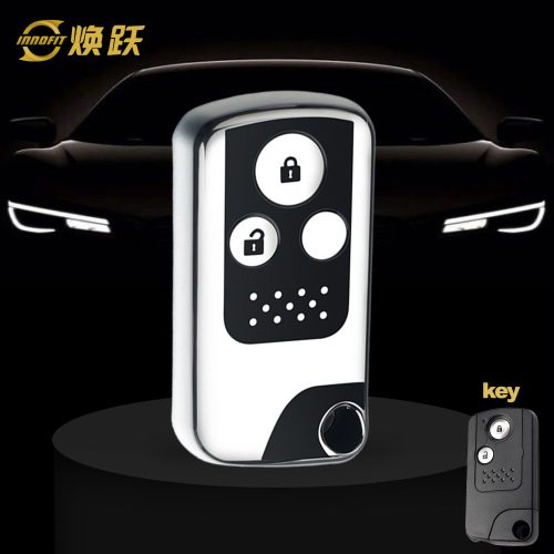 HOD2T1-Black Glue Style-Silver Plating- Car Key Cover For Honda