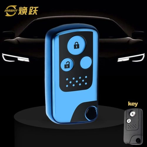HOD2T1-Black Glue Style-Blue Plating- Car Key Cover For Honda