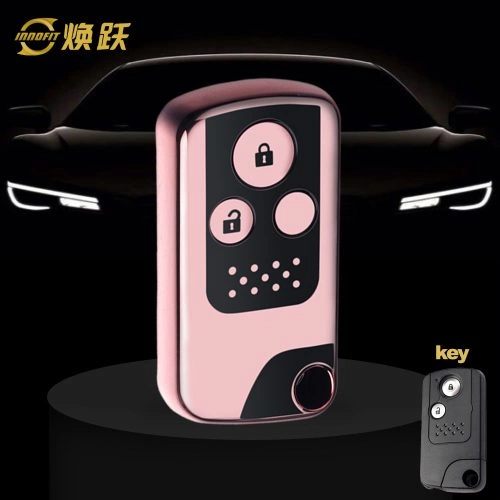 HOD2T1-Black Glue Style-Rose Gold Plating- Car Key Cover For Honda
