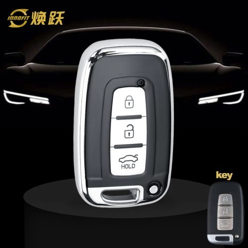 HYC1T1-Black Glue Style-Silver Plating- Car Key Cover For Hyundai