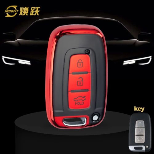 HYC1T1-Black Glue Style-Red Plating- Car Key Cover For Hyundai