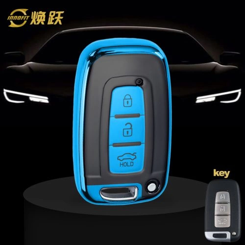 HYC1T1-Black Glue Style-Blue Plating- Car Key Cover For Hyundai