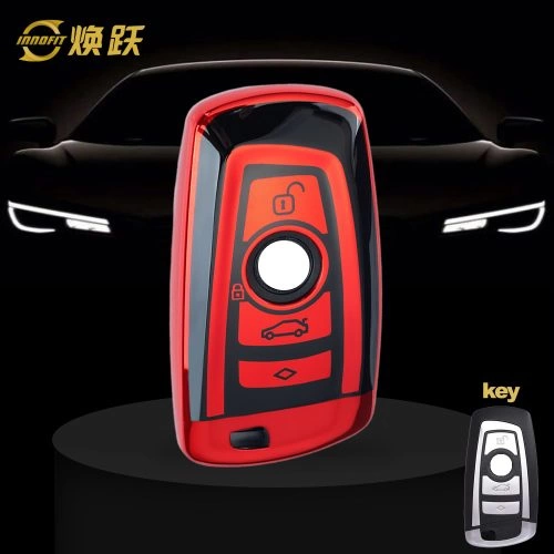 BMC1T1-Black Glue Style-Red Plating- Car Key Cover For BMW