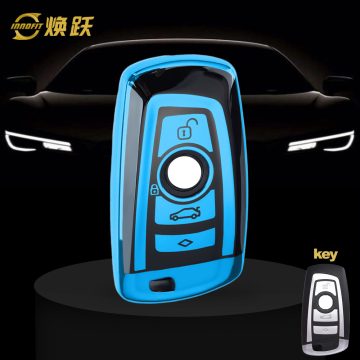 BMC1T1-Black Glue Style-Blue Plating- Car Key Cover For BMW