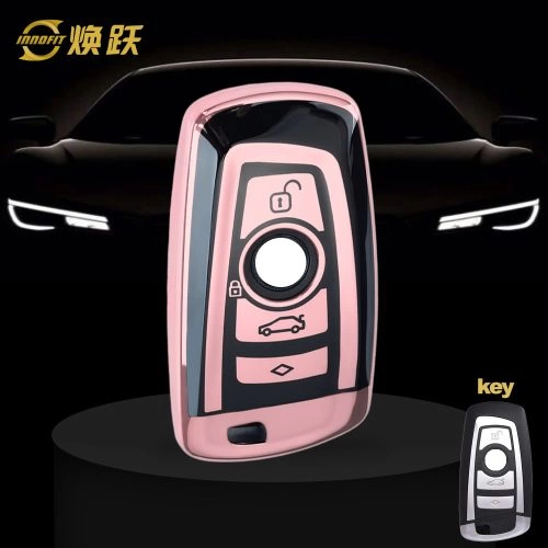 BMC1T1-Black Glue Style-Rose Gold Plating- Car Key Cover For BMW