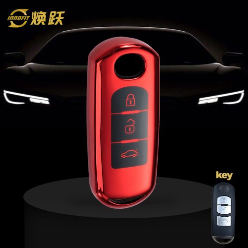 MAB1T1-Black Glue Style-Red Plating- Car Key Cover For Mazda