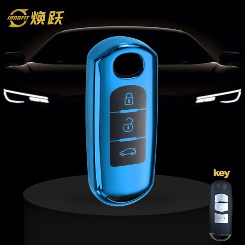 MAB1T1-Black Glue Style-Blue Plating- Car Key Cover For Mazda