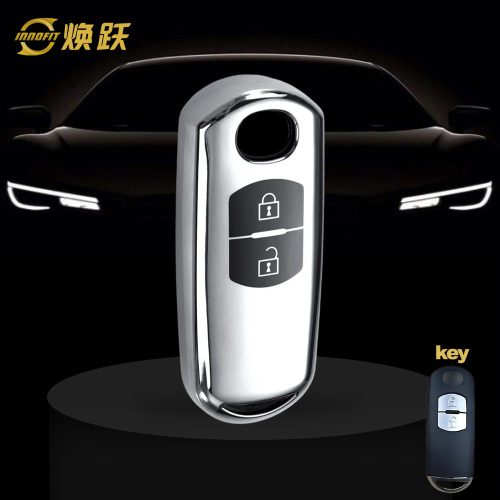 MAB2T1-Black Glue Style-Silver Plating- Car Key Cover For Mazda