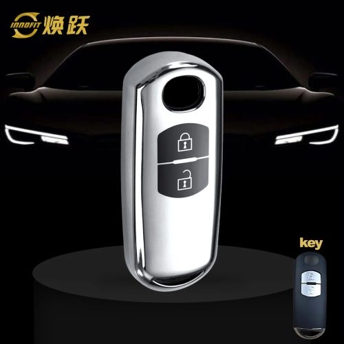 MAB2T1-Black Glue Style-Silver Plating- Car Key Cover For Mazda