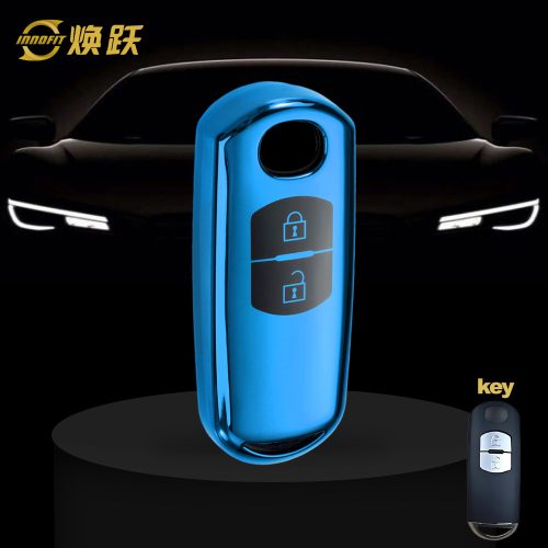MAB2T1-Black Glue Style-Blue Plating- Car Key Cover For Mazda