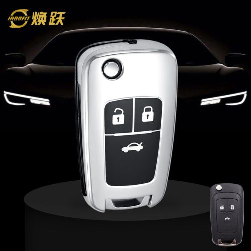 CED1T1-Black Glue Style-Silver Plating- Car Key Cover For Chevrolet