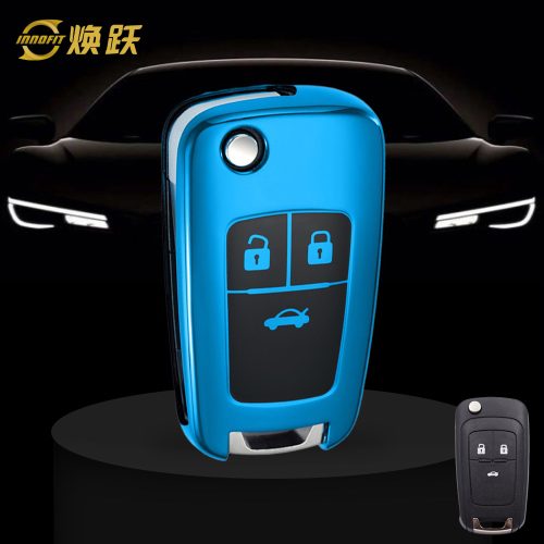 CED1T1-Black Glue Style-Blue Plating- Car Key Cover For Chevrolet