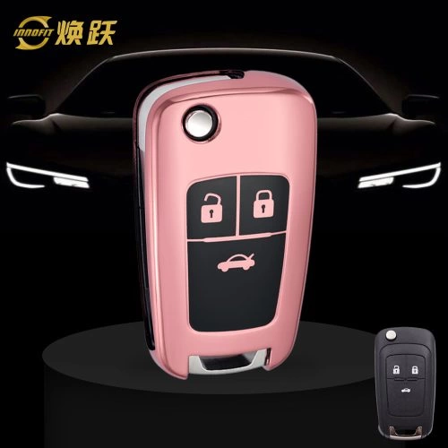 CED1T1-Black Glue Style-Rose Gold Plating- Car Key Cover For Chevrolet