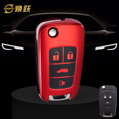 CED2T1-Black Glue Style-Red Plating- Car Key Cover For Chevrolet