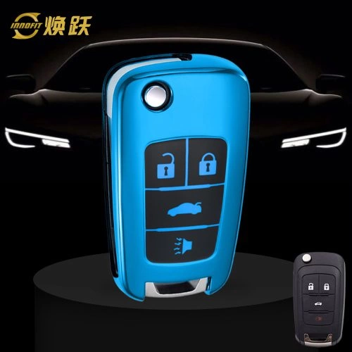 CED2T1-Black Glue Style-Blue Plating- Car Key Cover For Chevrolet