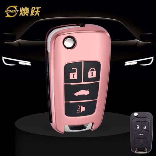 CED2T1-Black Glue Style-Rose Gold Plating- Car Key Cover For Chevrolet
