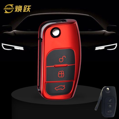 FOE1T1-Black Glue Style-Red Plating- Car Key Cover For Ford