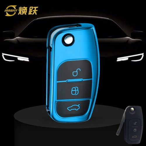 FOE1T1-Black Glue Style-Blue Plating- Car Key Cover For Ford