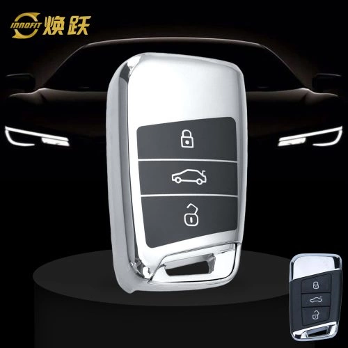 VOD1T1-Black Glue Style-Silver Plating- Car Key Cover For Volkswagen