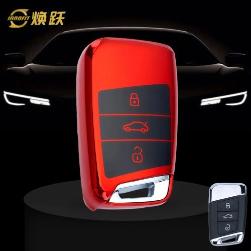 VOD1T1-Black Glue Style-Red Plating- Car Key Cover For Volkswagen