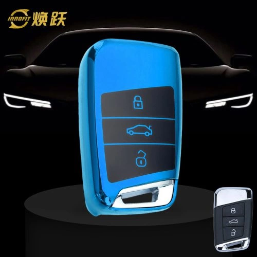 VOD1T1-Black Glue Style-Blue Plating- Car Key Cover For Volkswagen