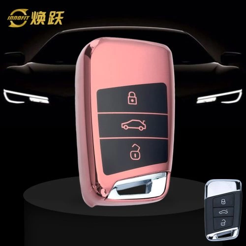 VOD1T1-Black Glue Style-Rose Gold Plating- Car Key Cover For Volkswagen