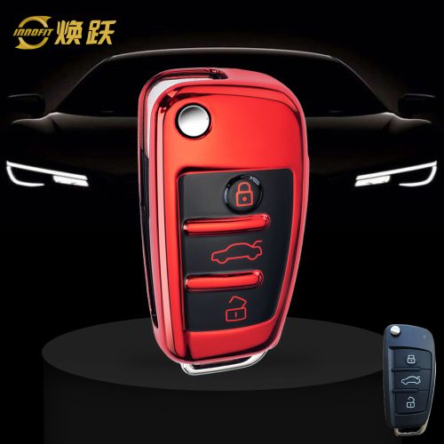 AUD1T1-Black Glue Style-Red Plating- Car Key Cover For Audi
