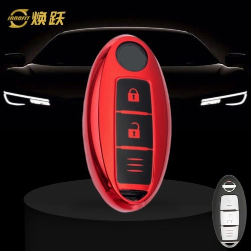 NIB1T1-Black Glue Style-Red Plating- Car Key Cover For Nissan