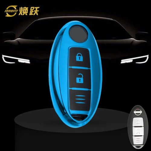 NIB1T1-Black Glue Style-Blue Plating- Car Key Cover For Nissan