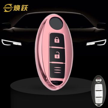 NIB1T1-Black Glue Style-Rose Gold Plating- Car Key Cover For Nissan