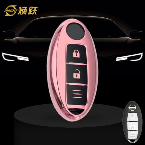 NIB1T1-Black Glue Style-Rose Gold Plating- Car Key Cover For Nissan