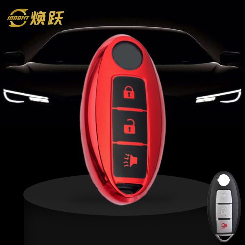 NIB2T1-Black Glue Style-Red Plating- Car Key Cover For Nissan