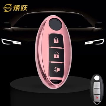 NIB2T1-Black Glue Style-Rose Gold Plating- Car Key Cover For Nissan