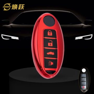 NIB5T1-Black Glue Style-Red Plating- Car Key Cover For Nissan