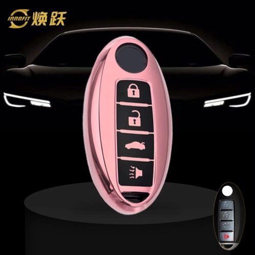 NIB5T1-Black Glue Style-Rose Gold Plating- Car Key Cover For Nissan