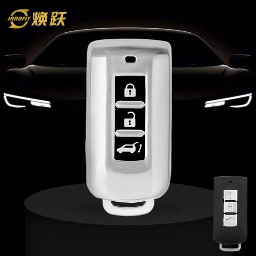 MIA1T1-Black Glue Style-Silver Plating- Car Key Cover For Mitsubishi