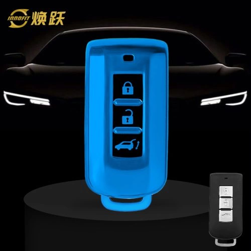 MIA1T1-Black Glue Style-Blue Plating- Car Key Cover For Mitsubishi