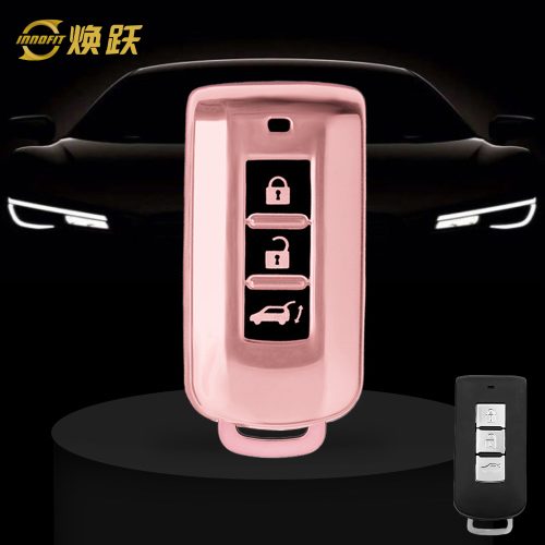 MIA1T1-Black Glue Style-Rose Gold Plating- Car Key Cover For Mitsubishi