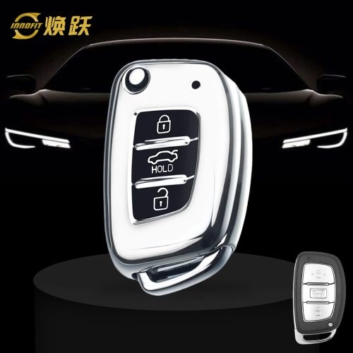 HYD1T1-Black Glue Style-Silver Plating- Car Key Cover For Hyundai