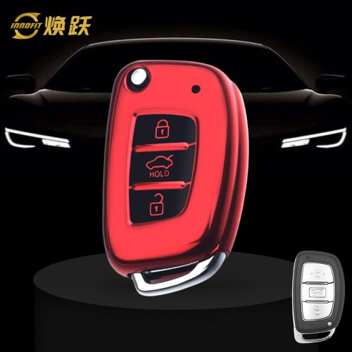 HYD1T1-Black Glue Style-Red Plating- Car Key Cover For Hyundai