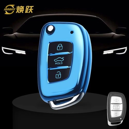 HYD1T1-Black Glue Style-Blue Plating- Car Key Cover For Hyundai