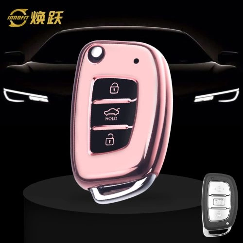 HYD1T1-Black Glue Style-Rose Gold Plating- Car Key Cover For Hyundai