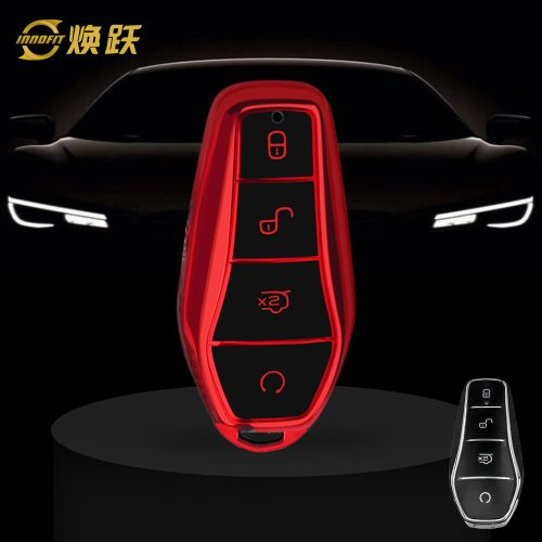 BYD1T1-Black Glue Style-Red Plating- Car Key Cover For BYD