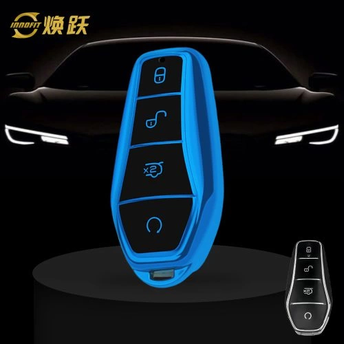 BYD1T1-Black Glue Style-Blue Plating- Car Key Cover For BYD
