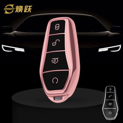 BYD1T1-Black Glue Style-Rose Gold Plating- Car Key Cover For BYD