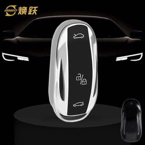 TEA1T1-Black Glue Style-Silver Plating- Car Key Cover For Tesla